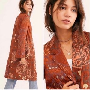 Free People Retro Boho Blazer Trench Coat Jacket